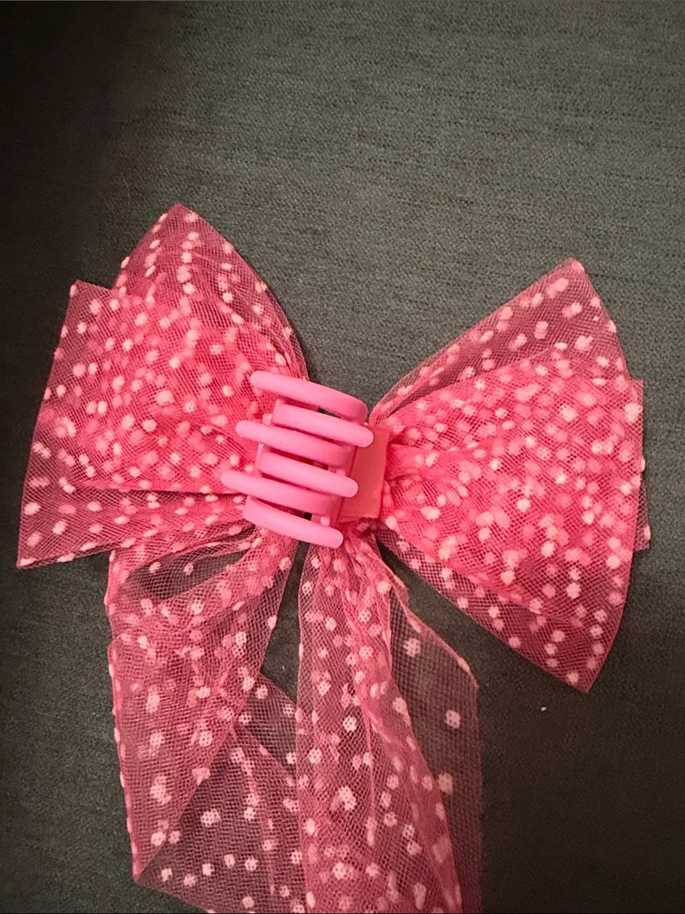 2 Kids Sparkle Bow Hair Clip - Pink Polka Dot & Silver Glitter